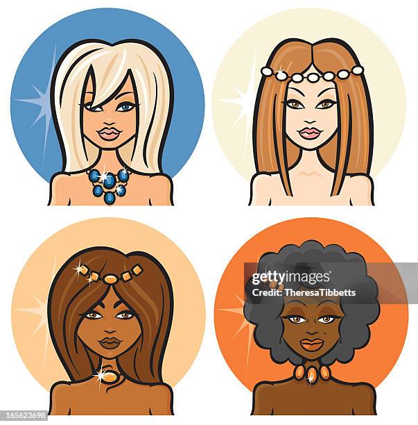 birthstone babes -september to december - topaz stock illustrations