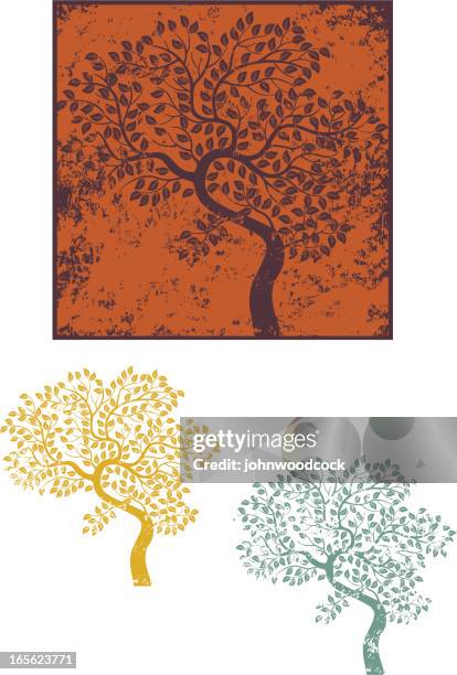 grungy bent tree - bent tree limb stock illustrations