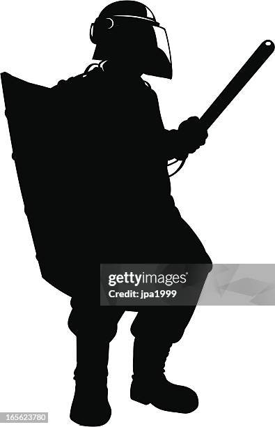 riot cop - truncheon stock illustrations