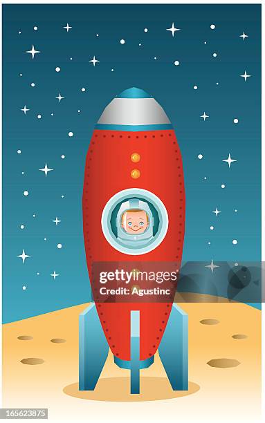 space rocket - retro rocket vector stock illustrations