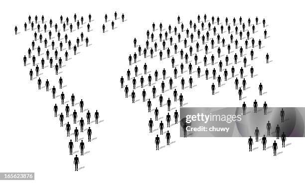 human world map - creative crowd stock illustrations