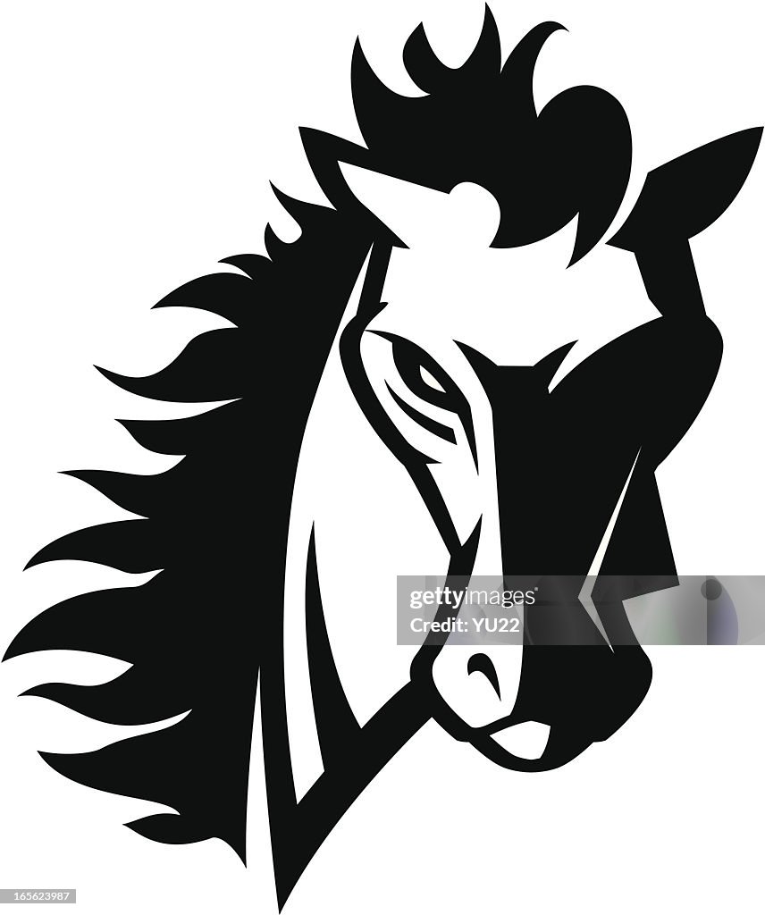 Horse head mascot B&W
