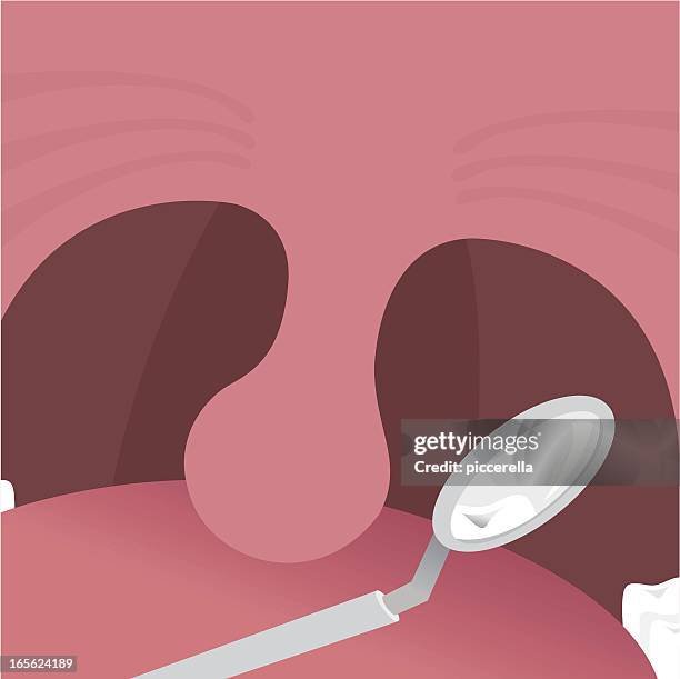 decayed tooth in the mirror - pharynx stock illustrations