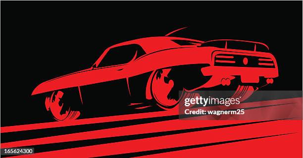 classic muscle car in red - sports car stock illustrations