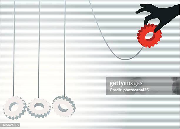 stockillustraties, clipart, cartoons en iconen met starting the solution - newtons cradle