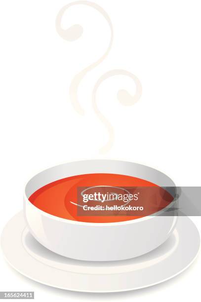 hot tomato soup with cream - orange cream soup stock illustrations