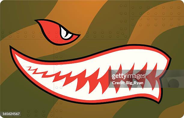 stockillustraties, clipart, cartoons en iconen met fighter teeth - haai