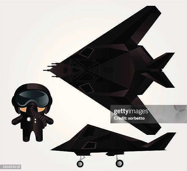 illustrations, cliparts, dessins animés et icônes de f-117 de l'us air force - avion supersonique