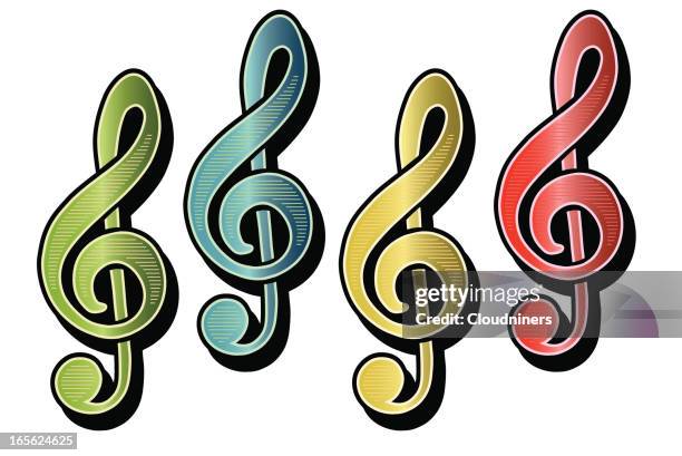 Treble Note Color Treble Clefs Color Music Notation High-Res Vector Graphic - Getty Images