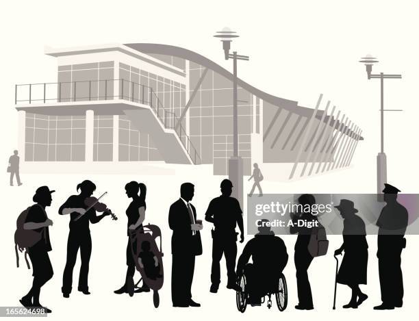 community center vector silhouette - violinist stock illustrations