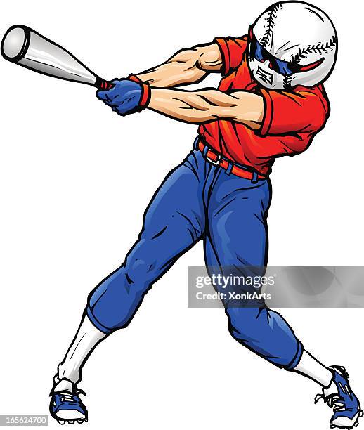 baseball head swing - softball bat stock illustrations