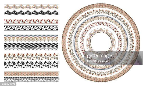 ancient greek floral seamless patterns - circle pattern seamless stock illustrations