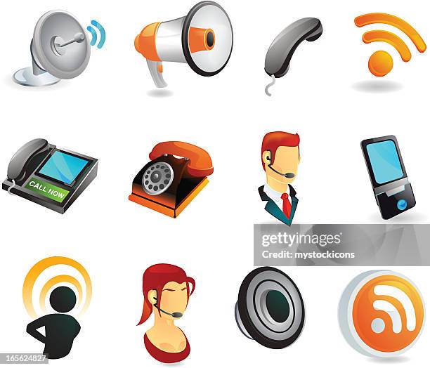 kommunikation icons - anruferkennung stock-grafiken, -clipart, -cartoons und -symbole