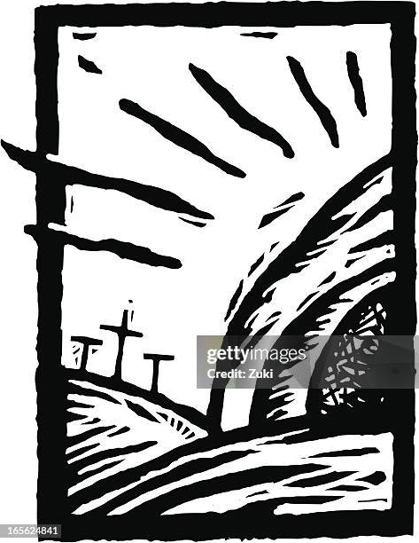 ressurection - empty tomb stock illustrations