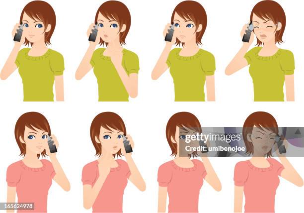 phone call. - woman smiley face stock illustrations