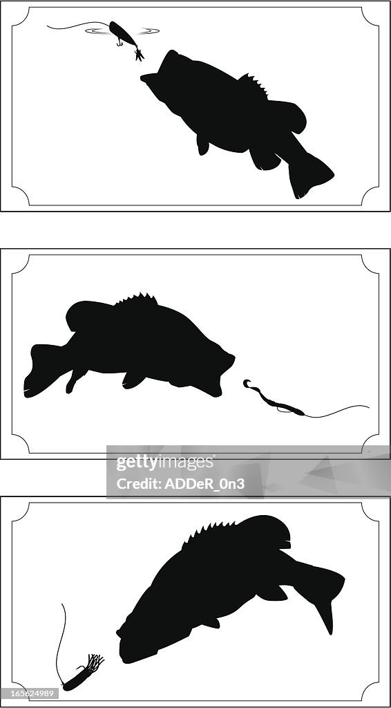 Trophy Bass Silhouette set Complete with Border and Frame