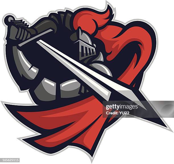 stockillustraties, clipart, cartoons en iconen met knight attack - mascotte