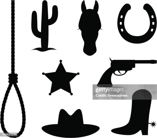 wild west items - cowboy hat stock illustrations