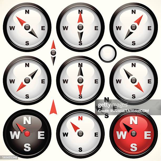 mini compass - bearings stock illustrations