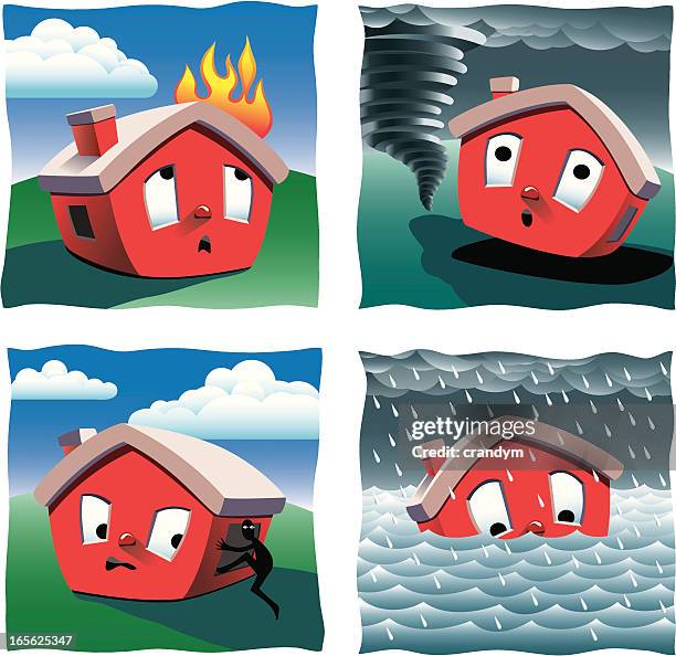 home insurance - wind damage stock illustrations