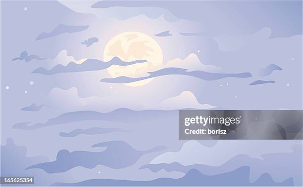 mond und wolken - harvest moon stock-grafiken, -clipart, -cartoons und -symbole