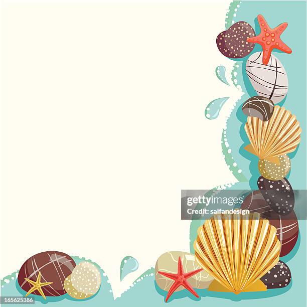 bildbanksillustrationer, clip art samt tecknat material och ikoner med sea elements background illustration - blåmusselfamiljen