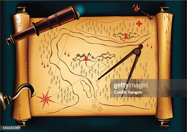 treasure map - treasure map stock illustrations