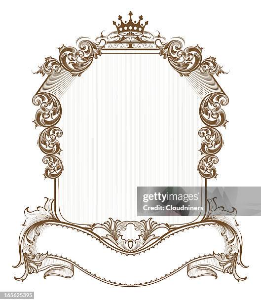 shield scroll banner - mirror frame stock illustrations