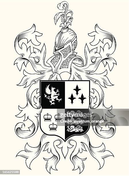 coat of arms - traditioneller helm stock-grafiken, -clipart, -cartoons und -symbole
