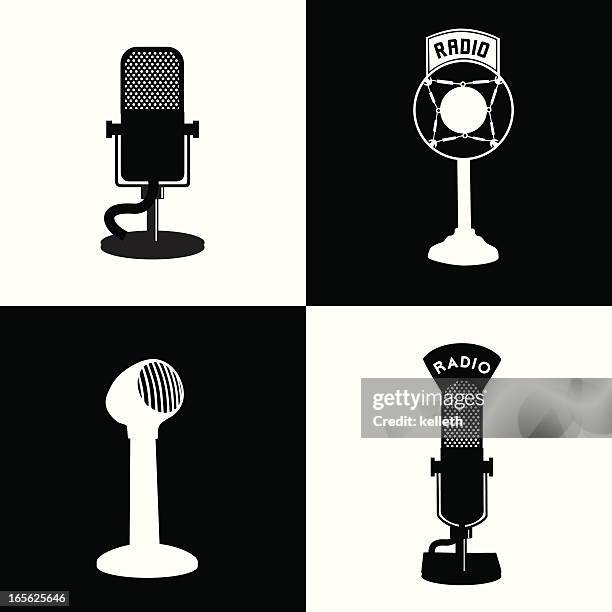 retro mikrofone - 1930s radio stock-grafiken, -clipart, -cartoons und -symbole