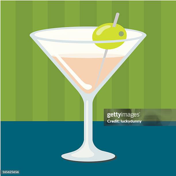 martini with olive - gin stock illustrations