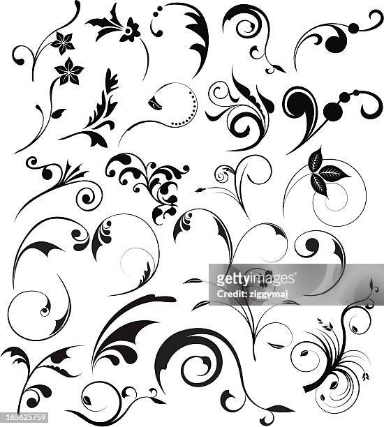 floral design elements - swirl pattern stock illustrations
