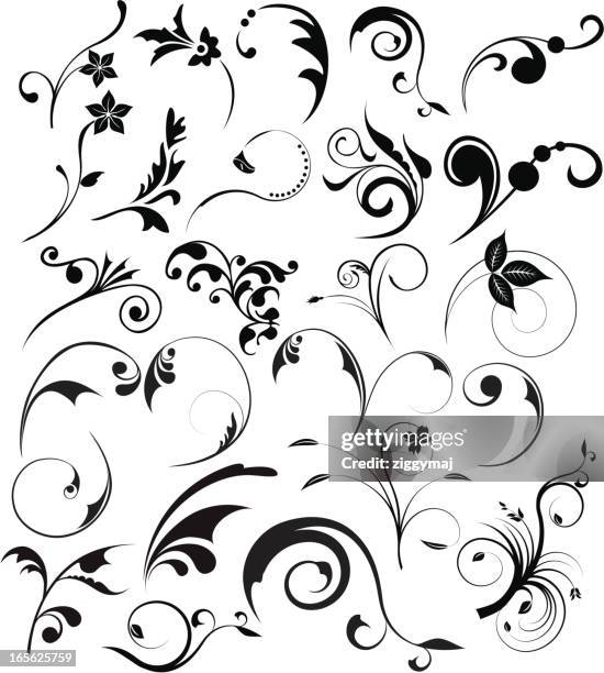 floral design elements - flower black background stock illustrations