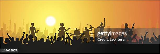 rock in the city - music band stock illustrations