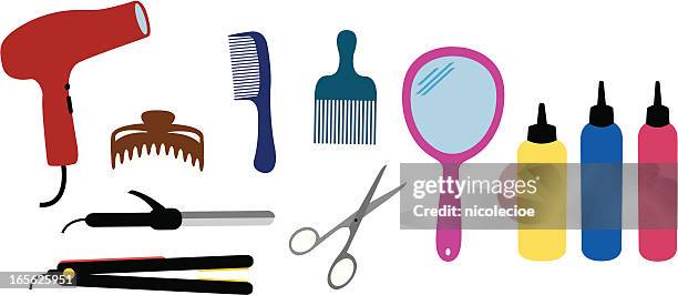 illustrations, cliparts, dessins animés et icônes de salon de coiffure set - colorant capillaire