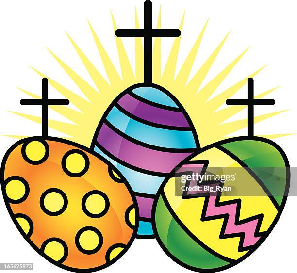 easter eggs - painted cross vector stock illustrations