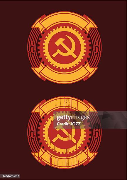 ilustraciones, imágenes clip art, dibujos animados e iconos de stock de insignias soviética - socialismo