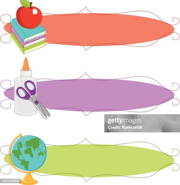 sketchy school banners - topics stock illustrations