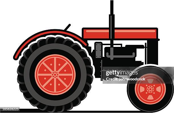 tractor two - red tractor stock illustrations