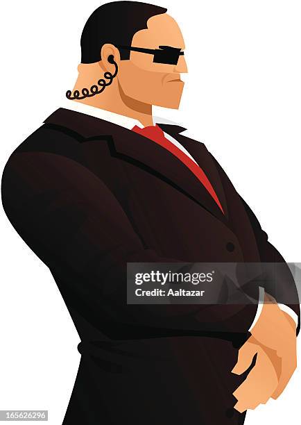 stockillustraties, clipart, cartoons en iconen met professions - bodyguard - lijfwacht