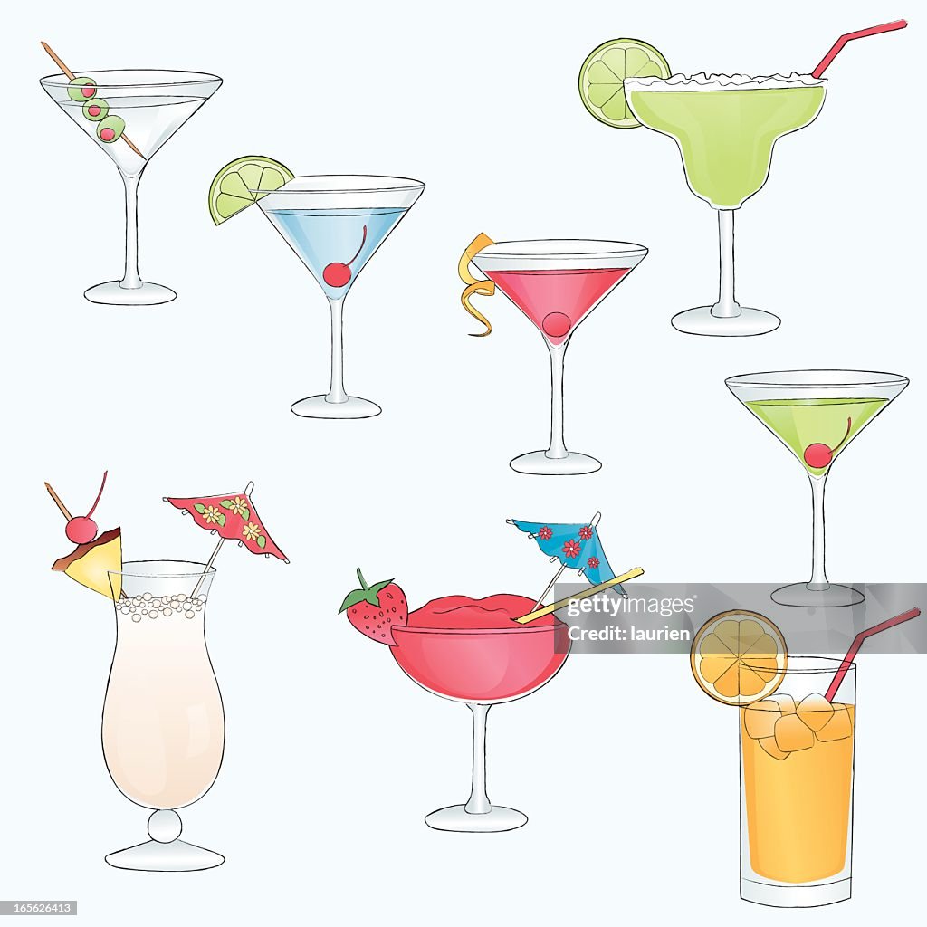 Croquis dessiné de cocktails.