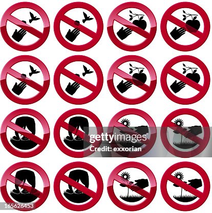 Realistic Prohibited Sign Set Of Assorted Prohibited Signs High-Res Vector Graphic - Getty Images