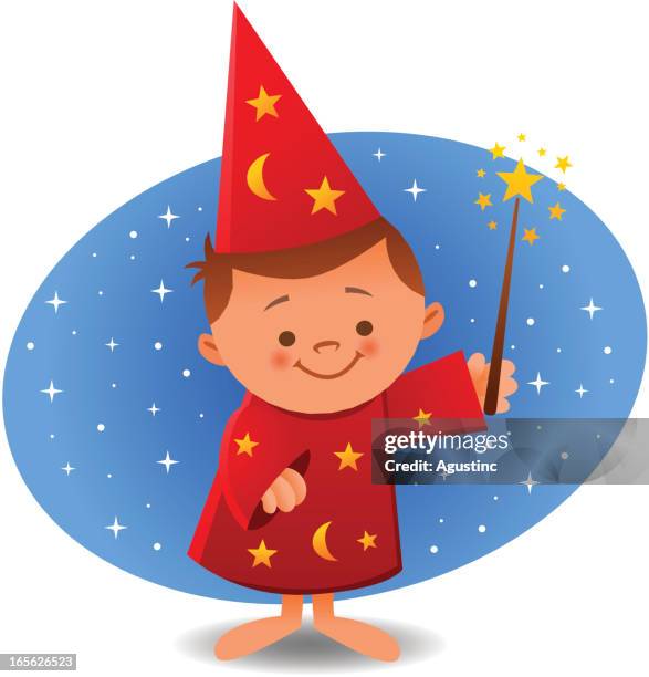 wizard kid - wizzard stock illustrations