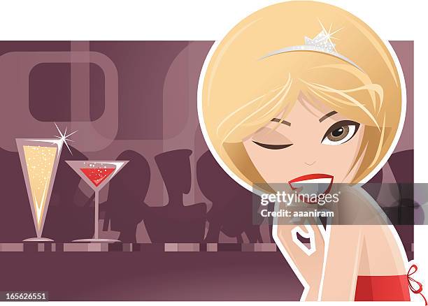 flirting blond - girls night out stock illustrations