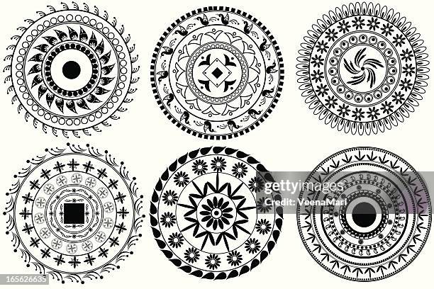 beautiful design elements - rangoli stock illustrations