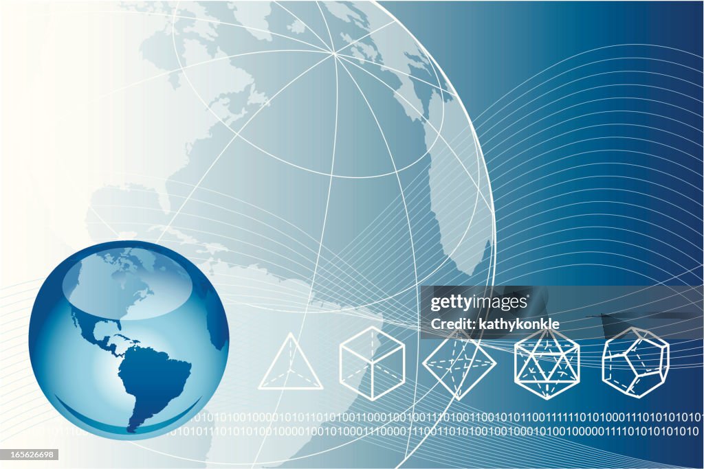 Earth with the Platonic Solids background