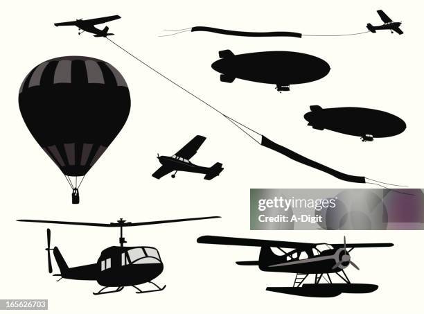 cityairscape vector silhouette - seaplane stock illustrations