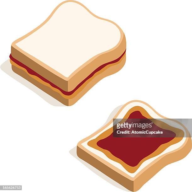 erdnussbutter-marmelade-sandwich - peanut butter and jelly stock-grafiken, -clipart, -cartoons und -symbole