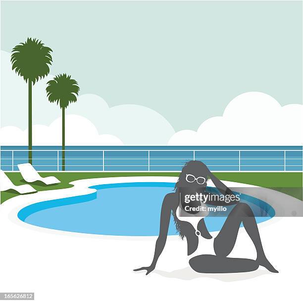 summer and swimming pool - infinity pool stock illustrations