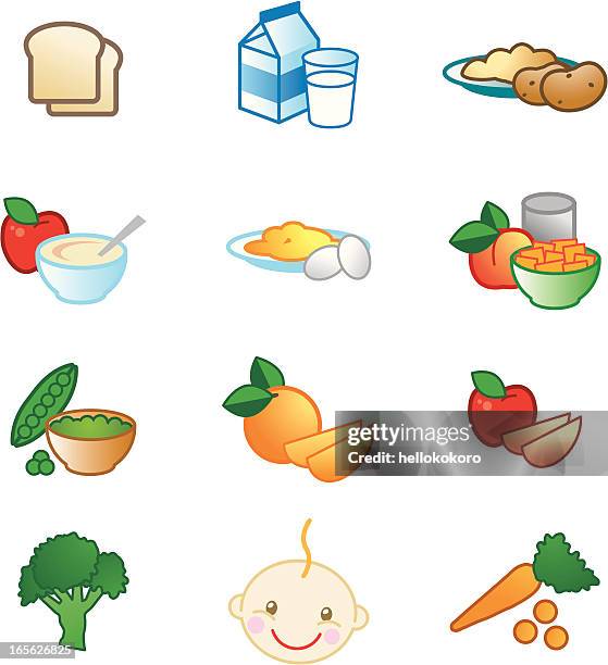 healthy foods - scrambled eggs stock illustrations